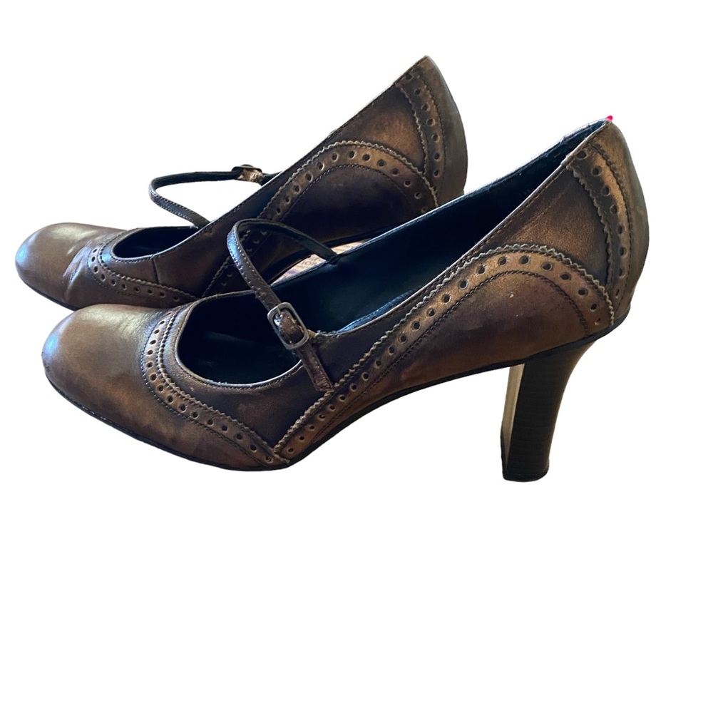 Nicole Mary Jane Spectator Heels Size 11 Glaze Bronze Leather EUC